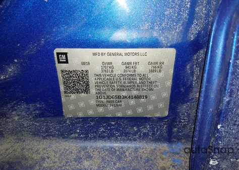 2019 Chevrolet Sonic Lt Auto from USA, damaged, VIN 1G1JD6SB3K4148819
